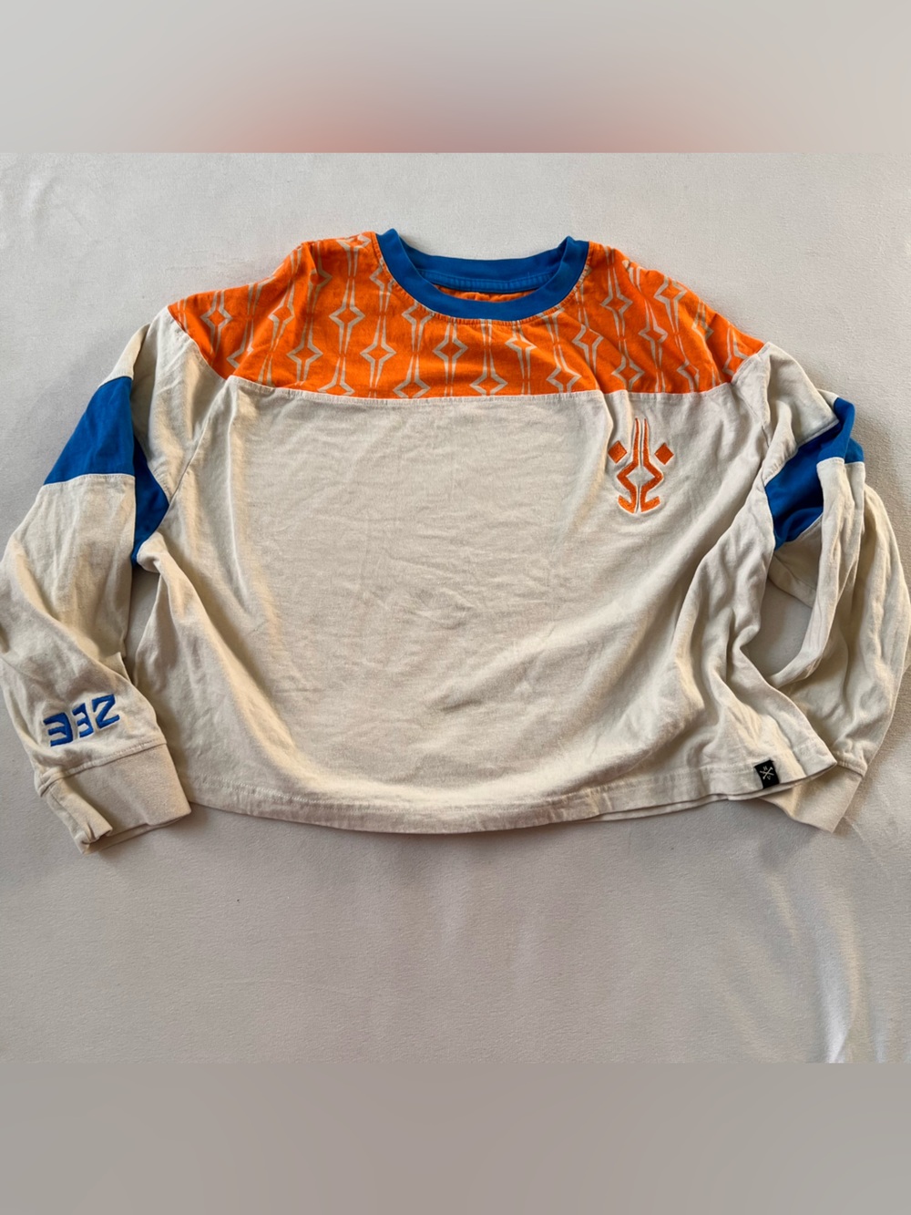 Ahsoka Trooper Star Wars Cream, Orange & Blue Long Sleeve Oversized Crop Top